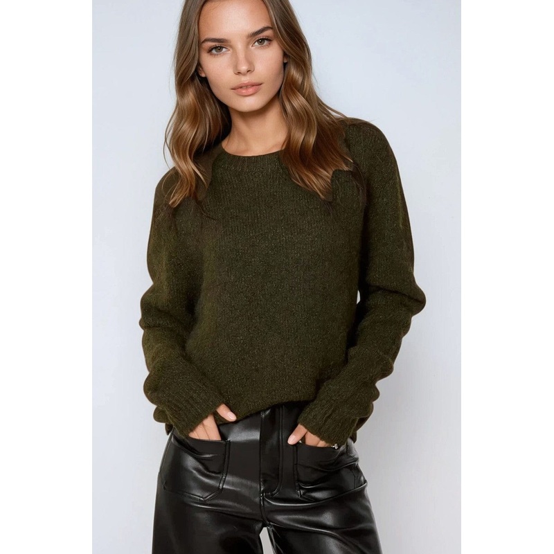Standard Fit Soft Knit Sweater In Khaki