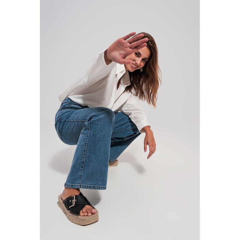 Straight Jean In Mid Blue