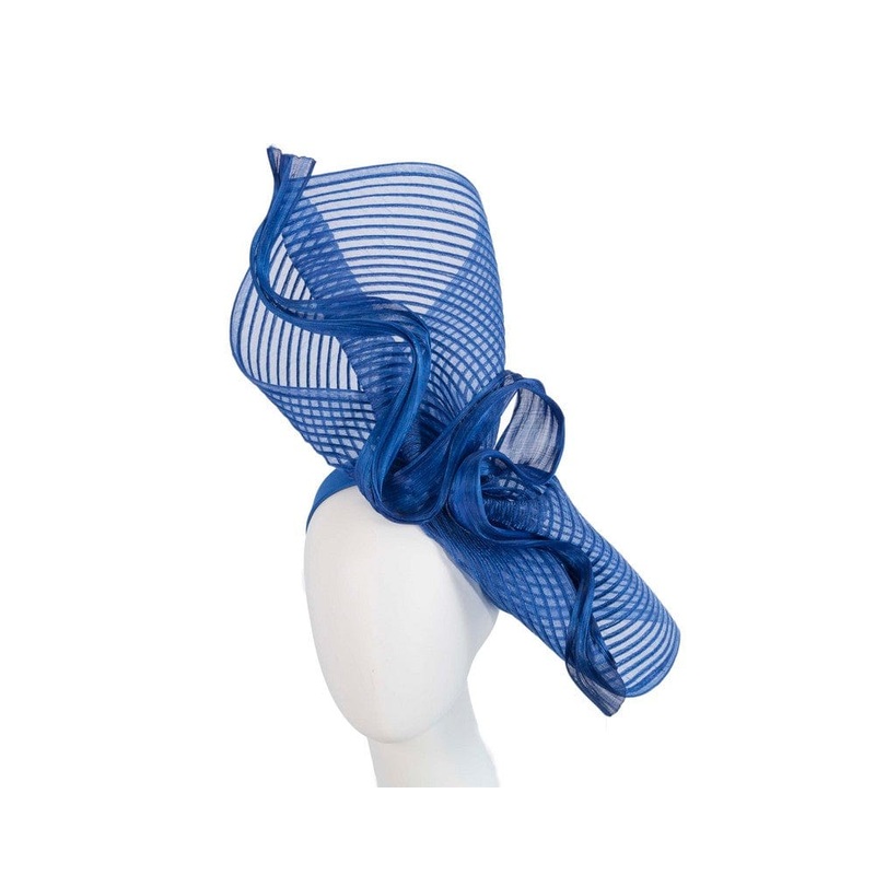 Tall royal blue bespoke racing fascinator by Fillies Collection