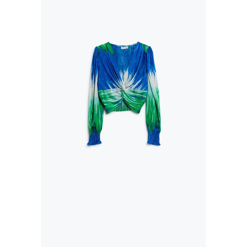 Tie-Dye Longsleeve Top Crossed In The Front