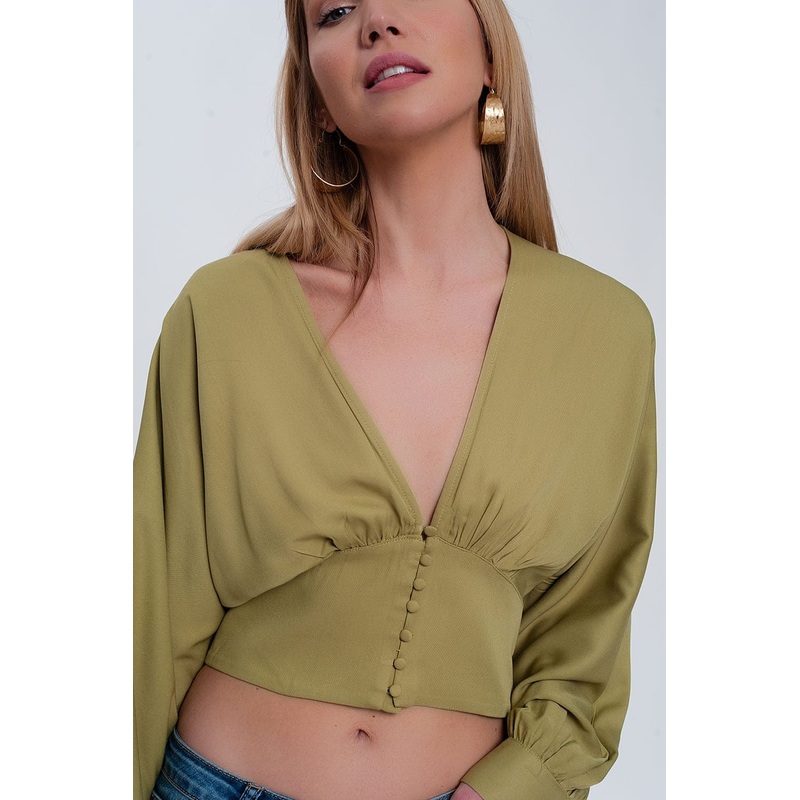Top With Puff Sleeves In Green