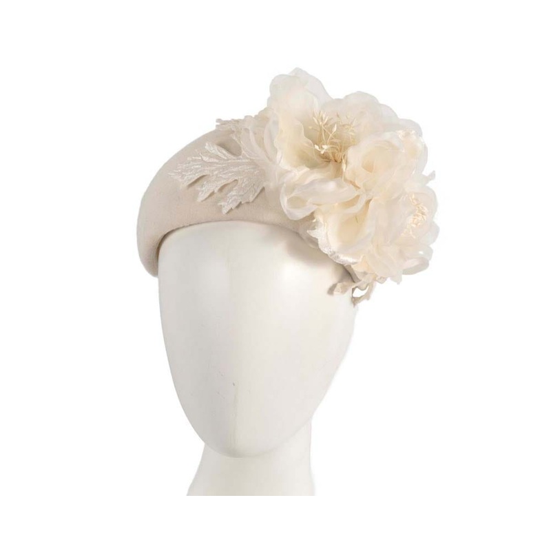 Wide cream headband with silk flower