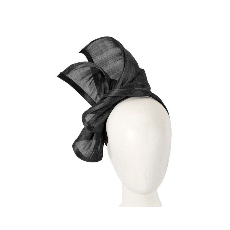 Bespoke black silk abaca racing fascinator by Fillies Collection