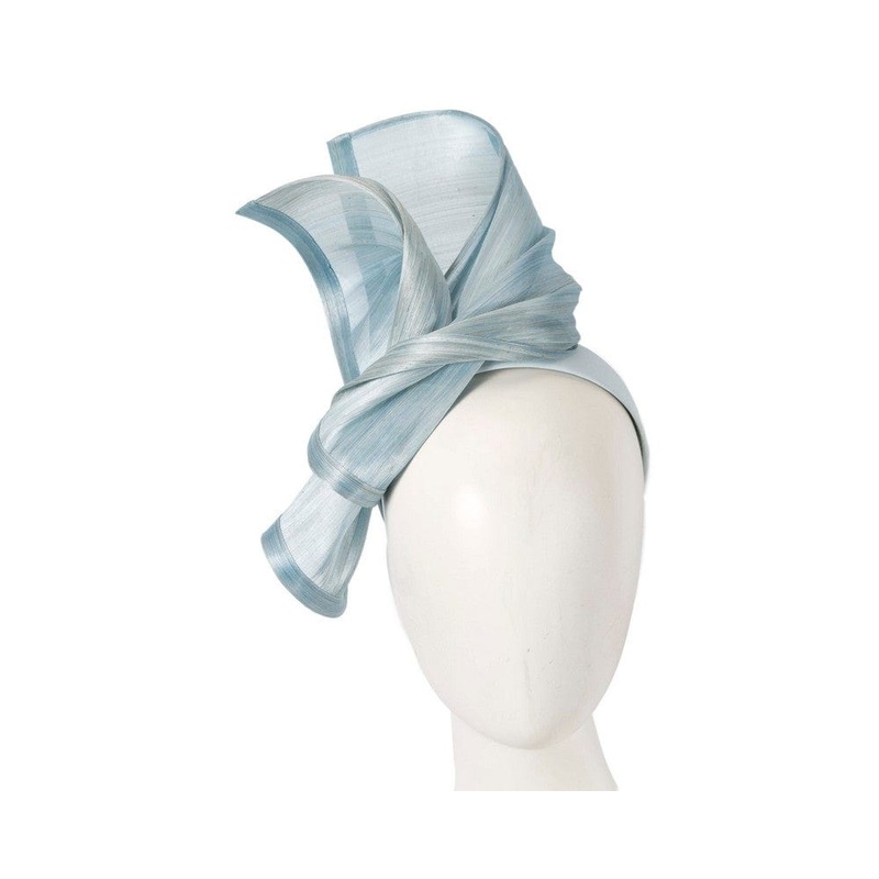 Bespoke light blue silk abaca racing fascinator by Fillies Collection