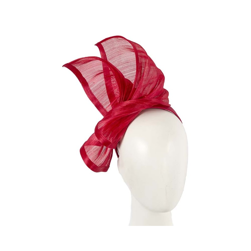 Bespoke red silk abaca racing fascinator by Fillies Collection