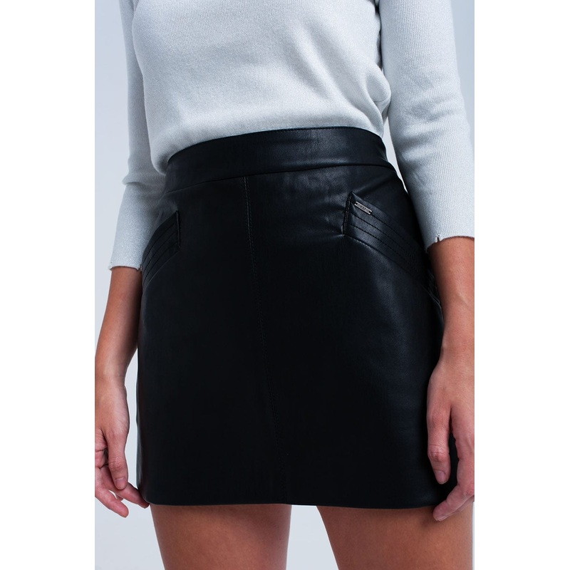 Black Faux Leather Skirt
