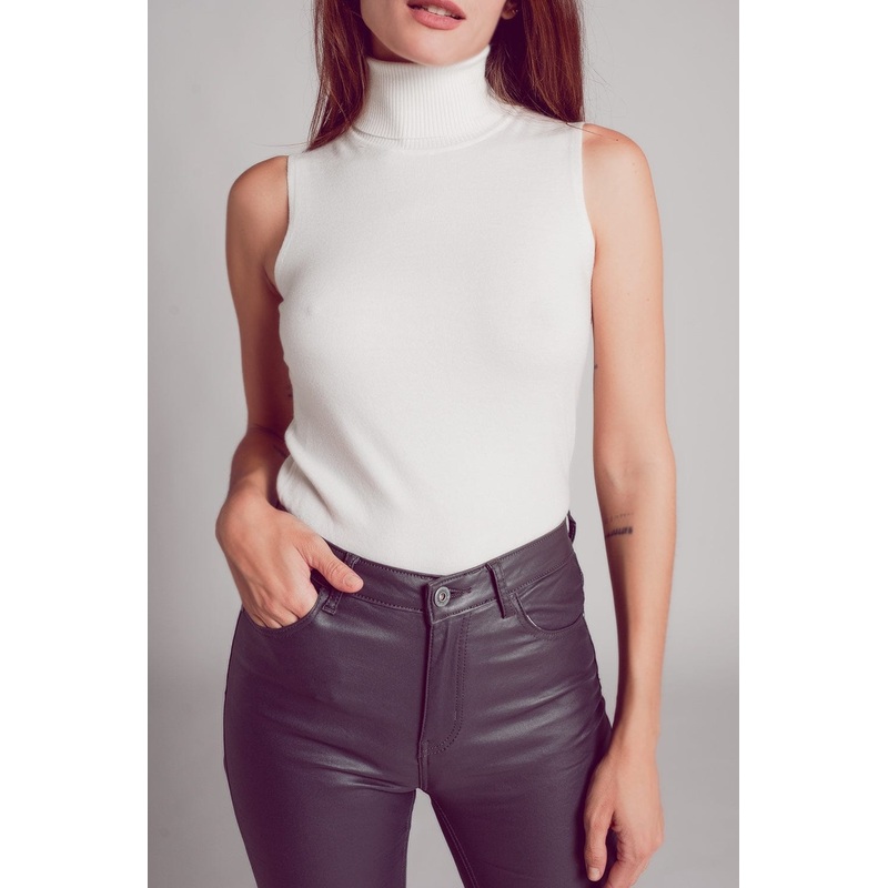 Knitted Tank Jumper In Cream