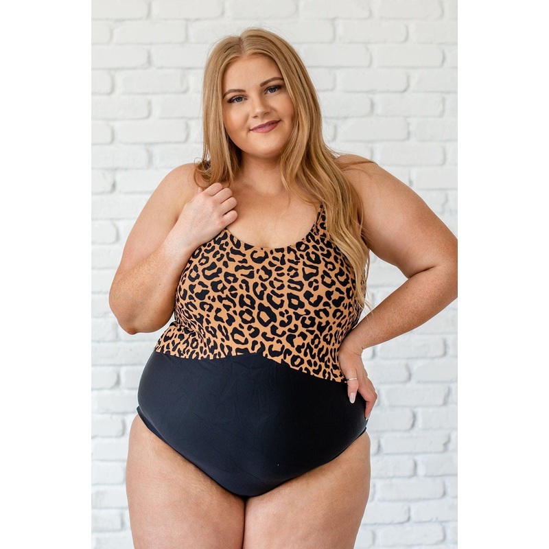 One Piece Leopard Print Color Block Swimsuit | LFB