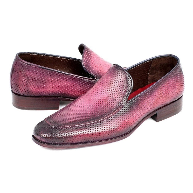 Paul Parkman Perforated Leather Loafers Purple (ID#874-PURP)