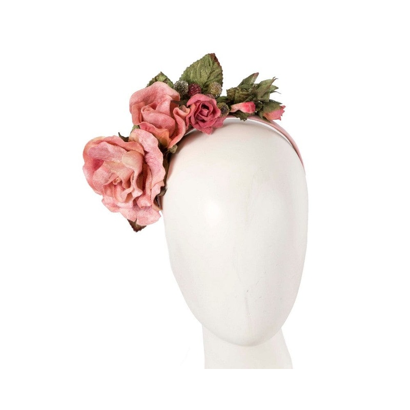 Pink vintage flower fascinator headband by Max Alexander