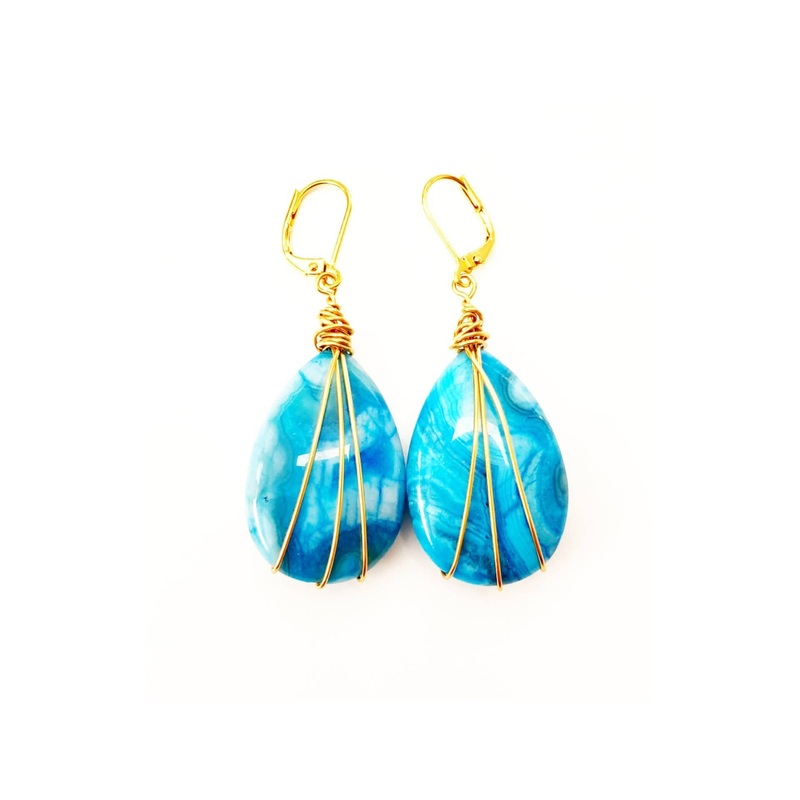 Women’s Blue Lace Earrings in Blue Agate | MINU