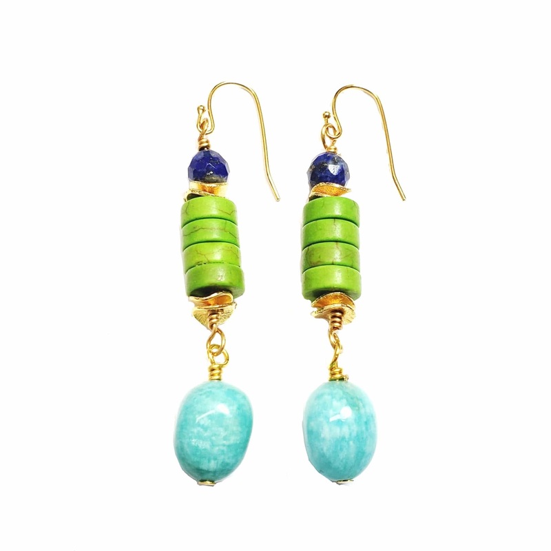 Women’s Verde Amazonite, Lapis, & Lime Magnesite Earrings | MINU