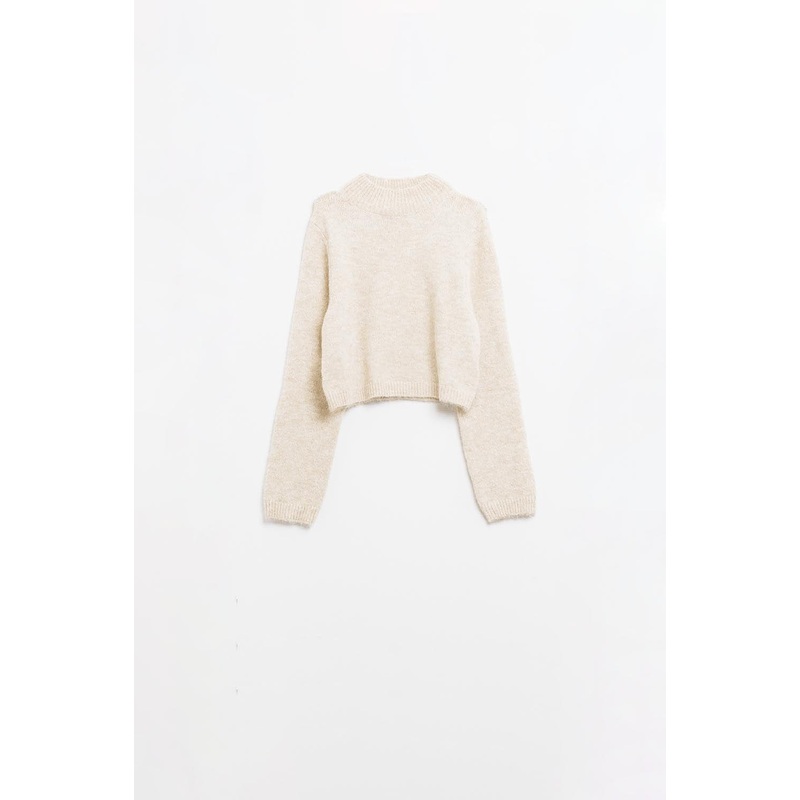 Beige Jersey With Long Sleeves And Open Back Detail