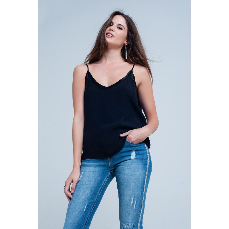 Black Cami Top With Shiny Pattern