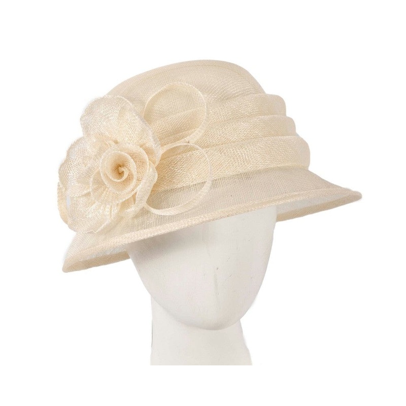 Cream Ladies Cloche Racing Hat by Max Alexander