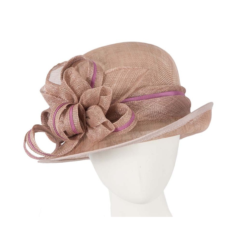 Dusty pink sinamay cloche hat