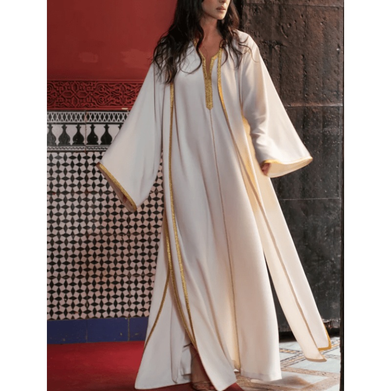 Moroccan Dress – 2 Kaftans Matching Set Co-ord in White
