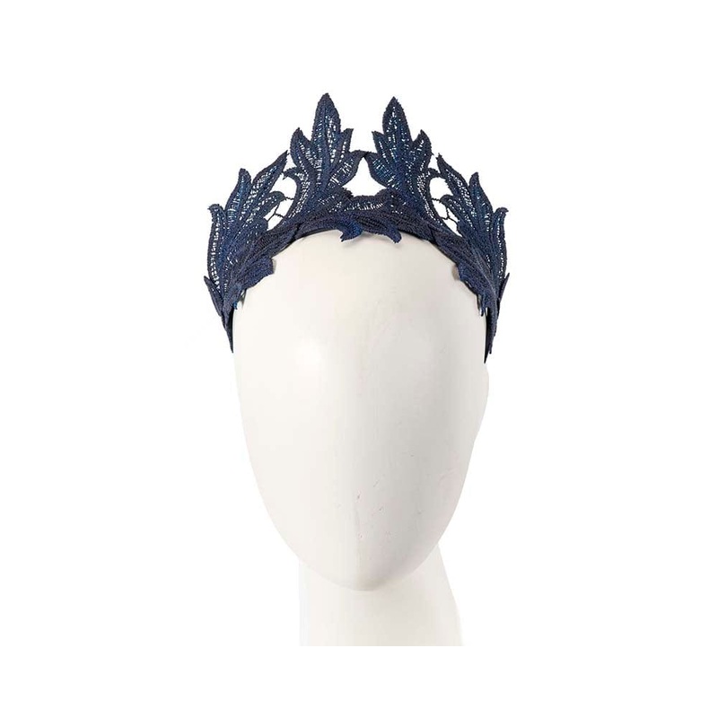 Navy lace crown fascinator headband by Max Alexander