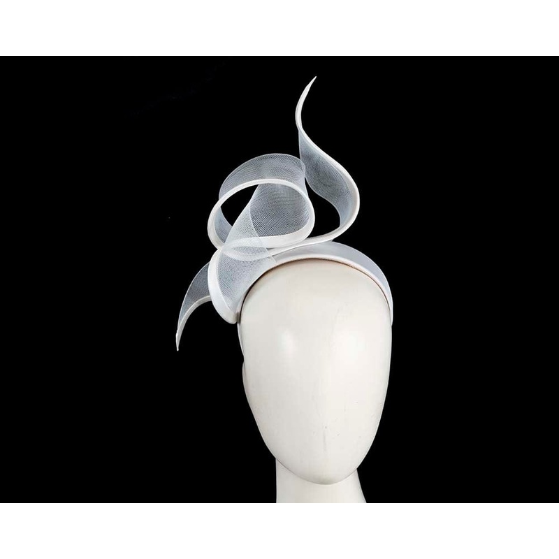 Sculptured white racing fascinator by Fillies Collection
