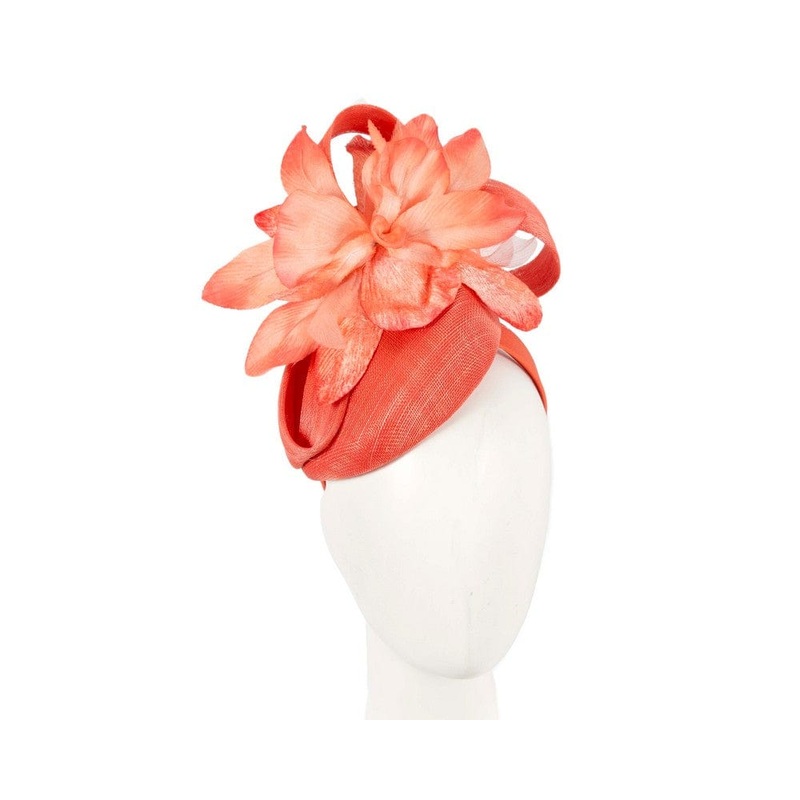 Tall orange racing pillbox fascinator by Fillies Collection