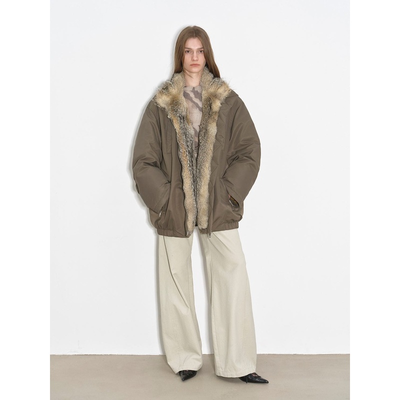 Travel Notes Fashionable Warm and Fluffy Waterproof Outdoor Fox Fur Collar Removable Down Parka for Winter