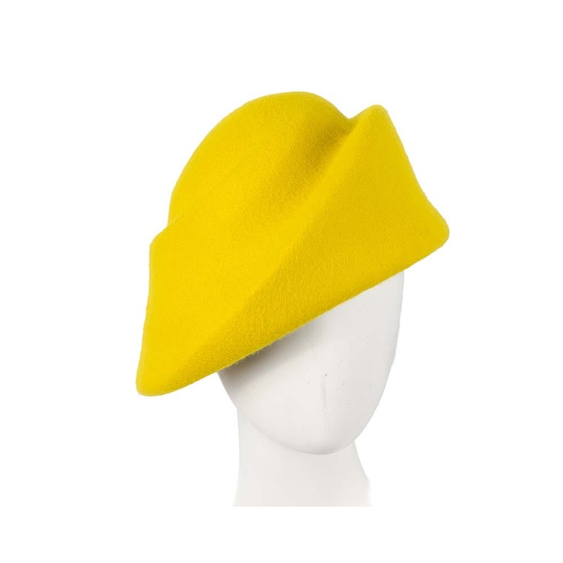 Unique yellow ladies winter felt fashion hat