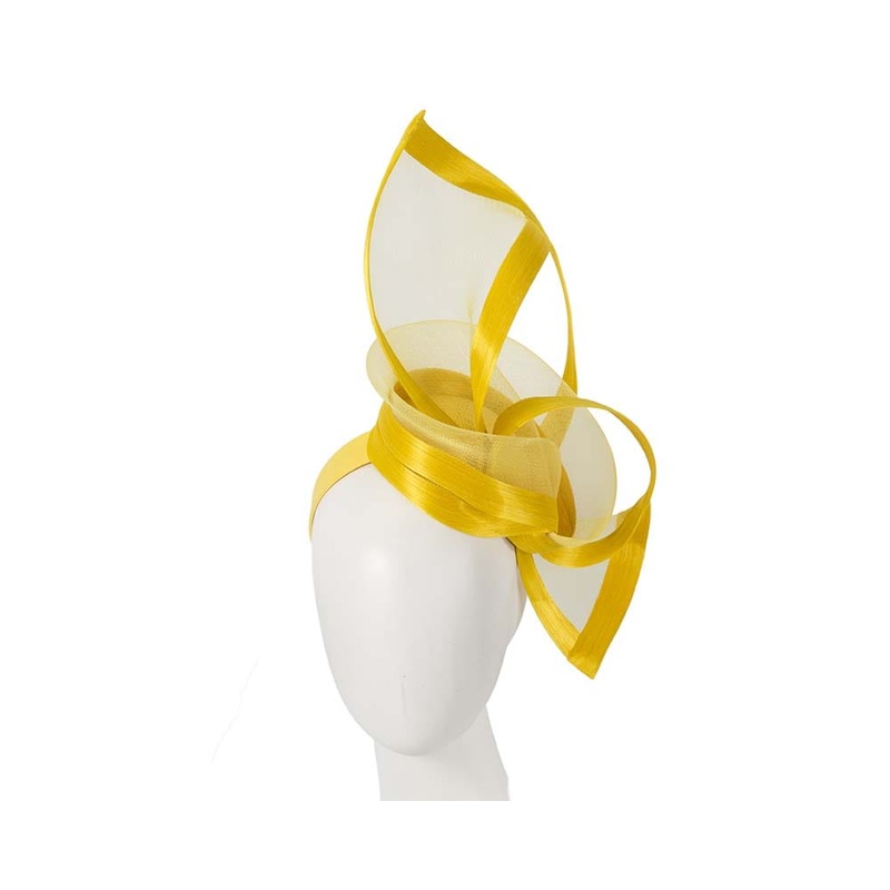 Yellow edgy racing fascinator by Fillies Collection
