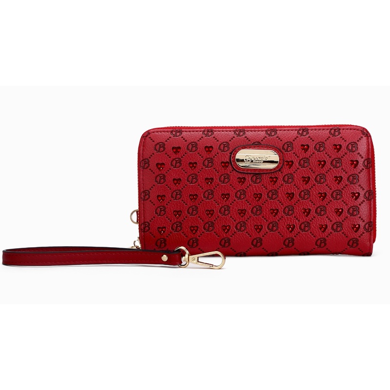 BI Millionaire Vegan Leather Gem Wristlet in Black, Brown, Blue, Red, Ivory, Red, or Pink