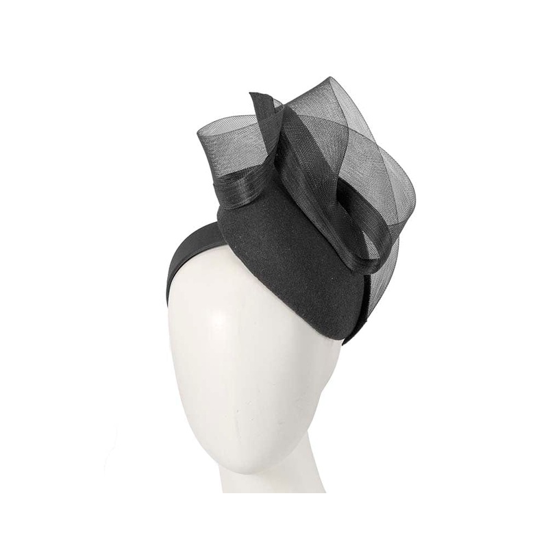 Black pillbox winter racing fascinator