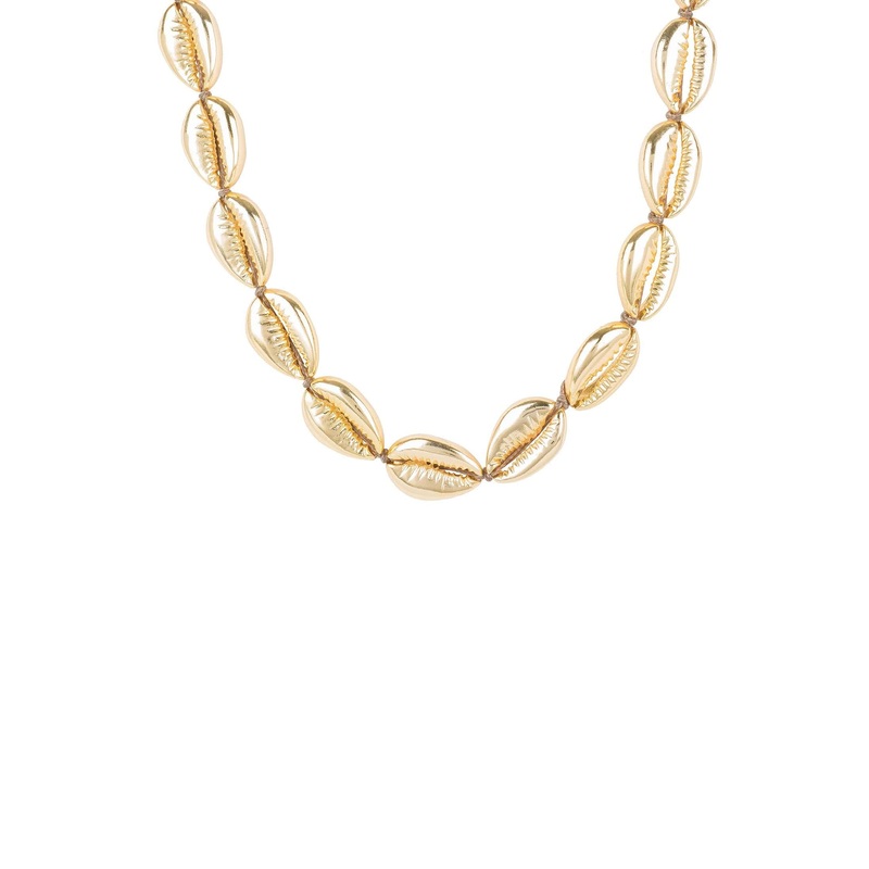 Cowrie Shell Choker Strand Necklace Gold | LATELITA