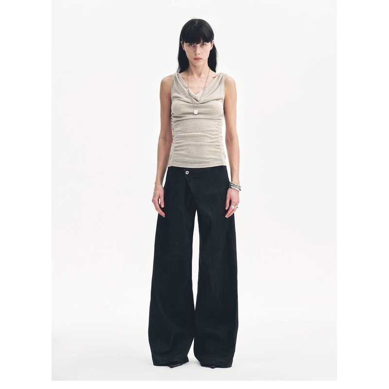 “Energetic Encounter” Modern Temperament Draped Neck Fitted Vest