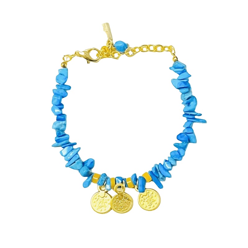 Fairuz Bracelet in Turquoise on Gold Plated Chain | MINU