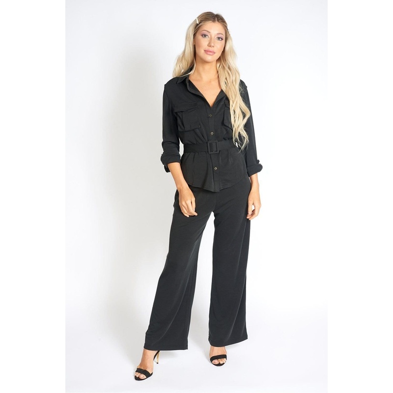 M.USE Office Day Easy Black Wide Leg Pants