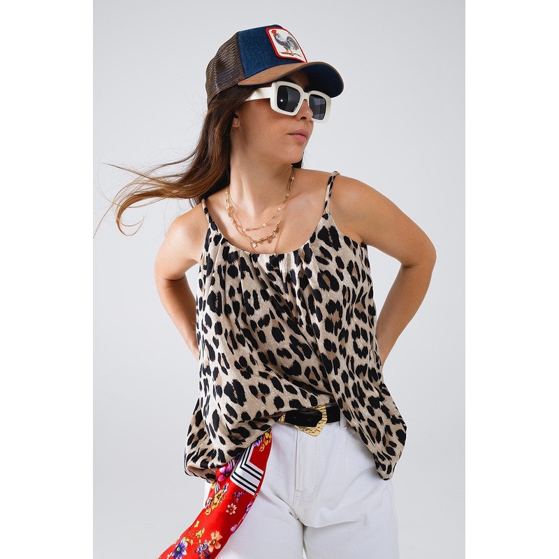 Relaxed Cami Top In Leopard Print
