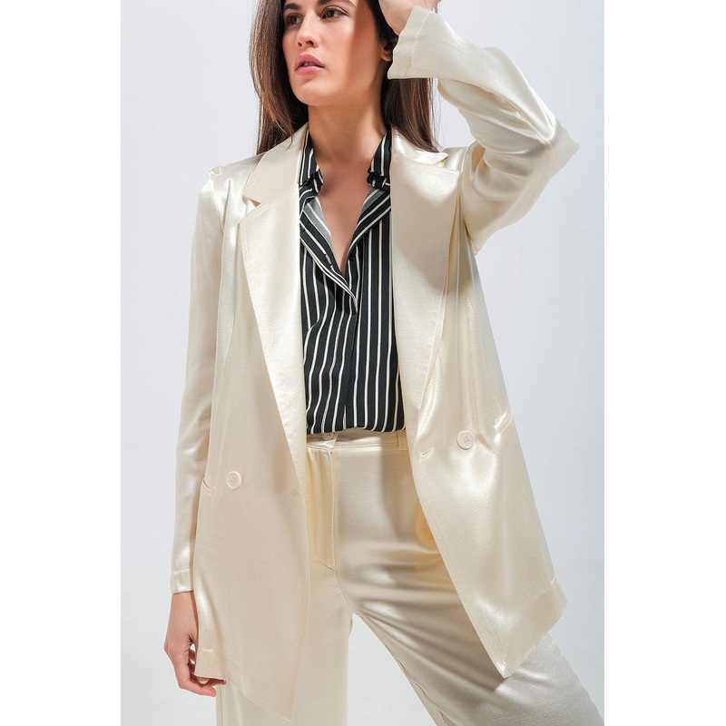 Satin Blazer In Cream