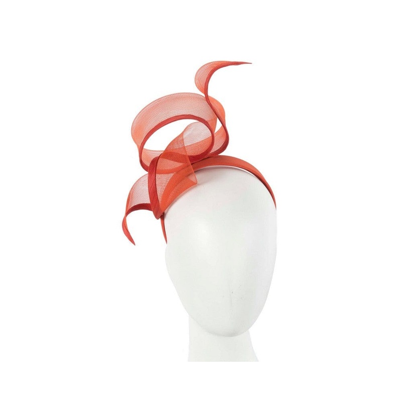 Sculptured orange racing fascinator by Fillies Collection