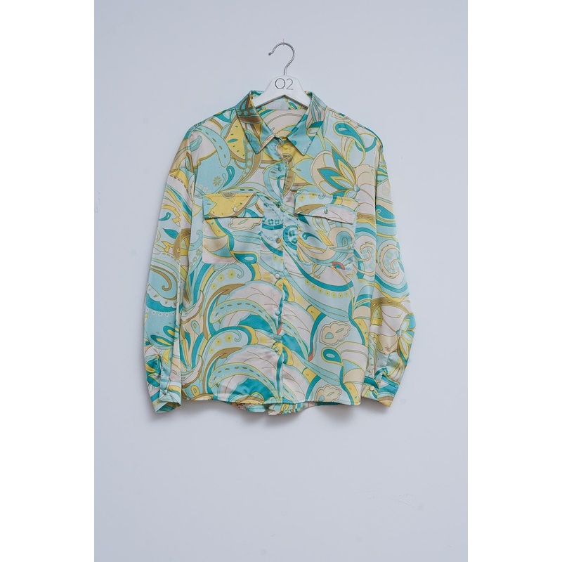 Shirt In Abstract Green Print