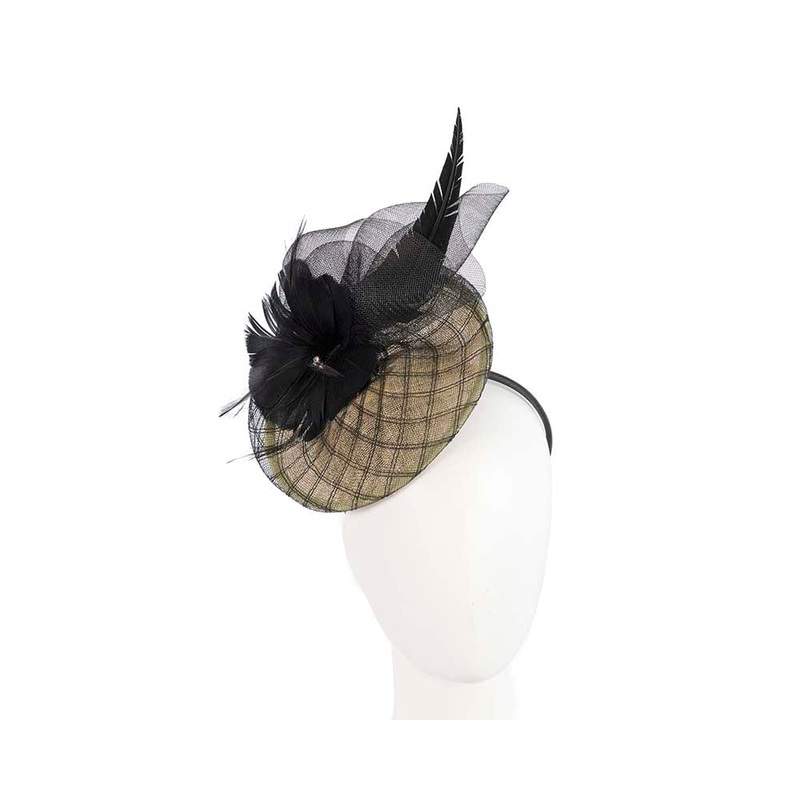 Yellow & black racing fascinator by Cupids Millinery Melbourne