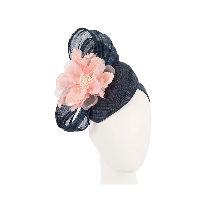 Astonishing navy & pink pillbox racing fascinator by Fillies Collection