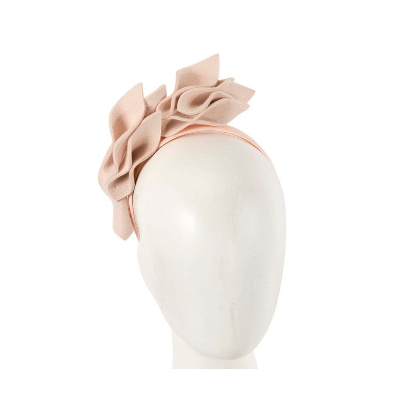 Beige felt flowers winter racing fascinator by Max Alexander