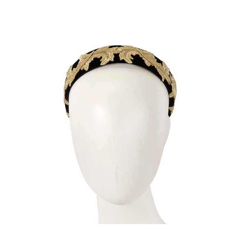 Bespoke black & gold headband by Cupids Millinery