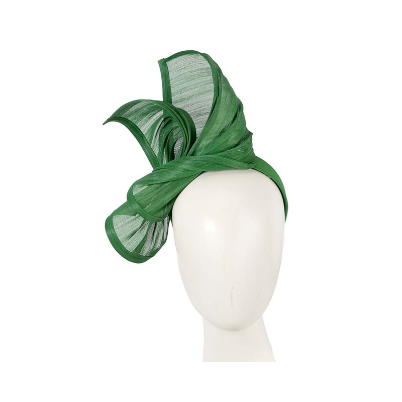 Bespoke green silk abaca racing fascinator by Fillies Collection