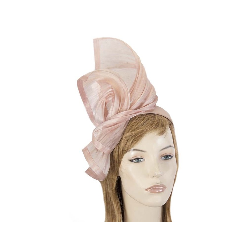 Bespoke pink silk abaca racing fascinator by Fillies Collection