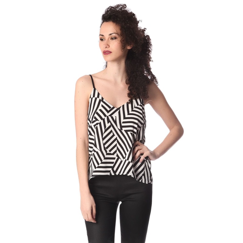 Black Geo Print Cami Top