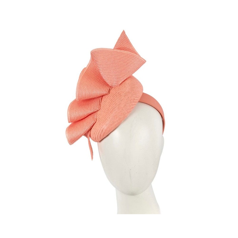 Coral pillbox fascinator by Fillies Collection