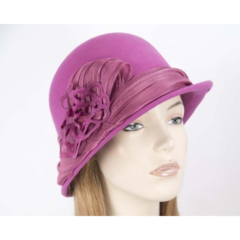 Fuchsia ladies fashion felt bucket hat by Fillies Collection