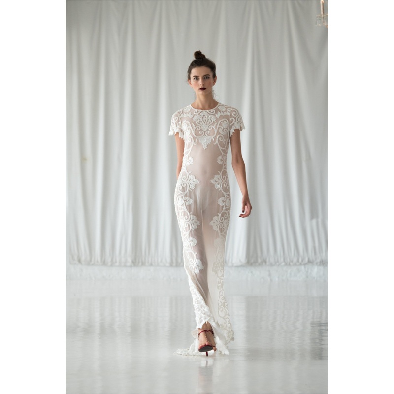 Lavanya Coodly Ivory Hand-Beaded Bodycon Maxi Dress