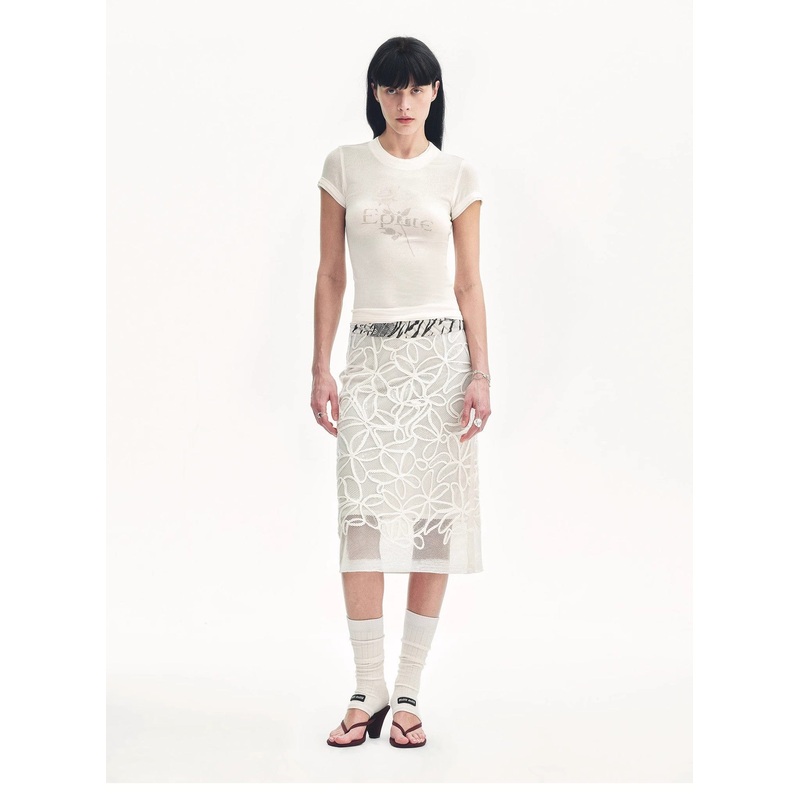 “Memory Navigation” Tencel Acetate Fake Two-Piece Slim Fit Straight Shoulder T-Shirt