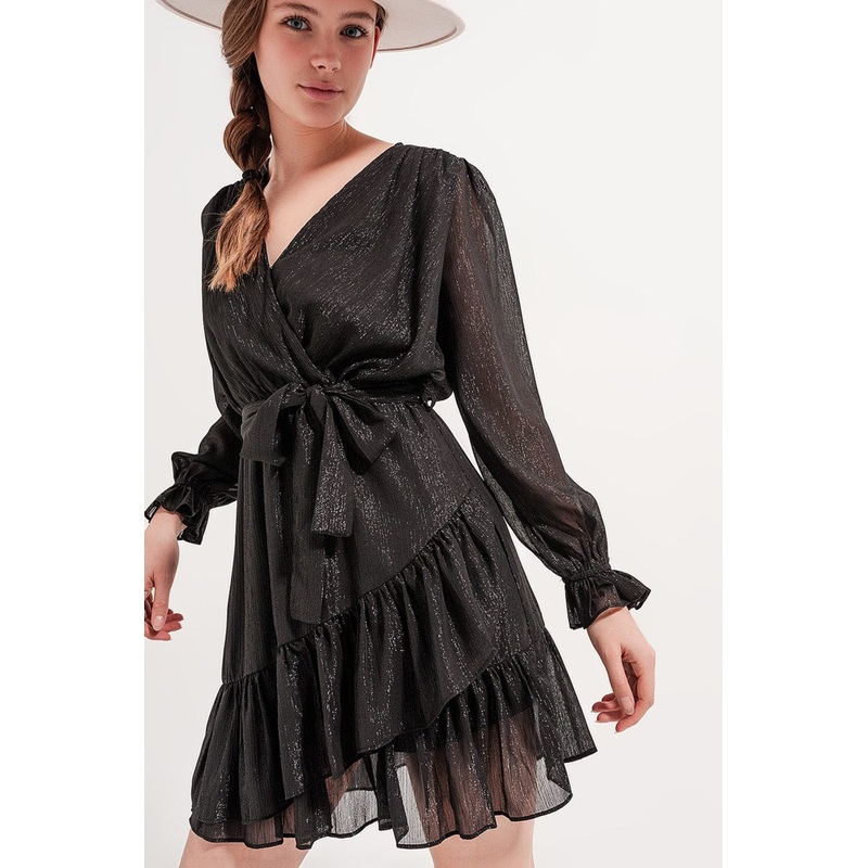 Mini Dress With Flippy Hem In Black