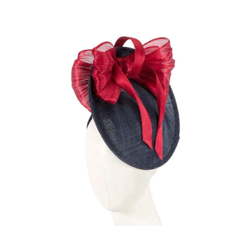 Navy & red fascinator with bow by Fillies Collection